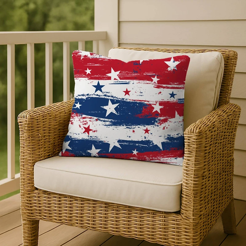 18" Distressed Stars & Stripes Indoor Outdoor Pillow