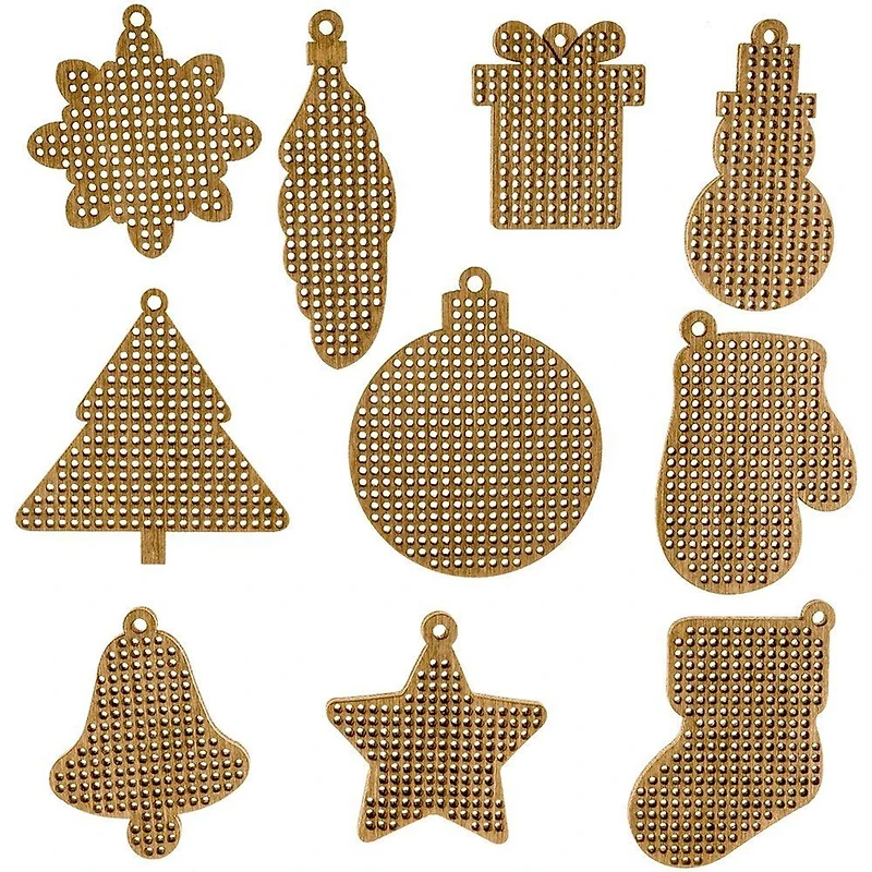 Wonderland Crafts 20 Piece Holiday Wooden Embroidery Blanks