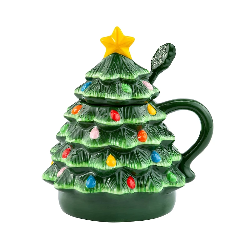 Lidded Nostalgic Tree Mug with Spoon
