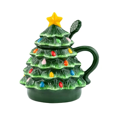Lidded Nostalgic Tree Mug with Spoon