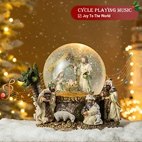 Glitzhome® Lighted Musical Snowflakes Nativity Scene Waterglobe