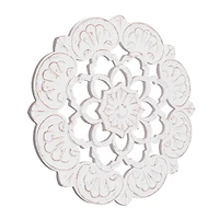 American Art Décor™ 24" Large White Traditional Hand-Carved India Wood Medallion