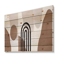 Designart - Abstract Shapes in Terracotta and Ivory Shapes II - Modern Print on Natural Pine Wood