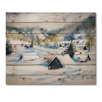 Designart - Mountain Village In Winter