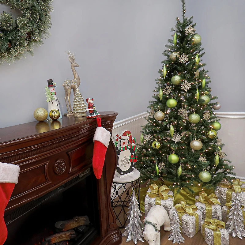 ft. Pre-Lit Aspen Spruce Slim Artificial Christmas Tree