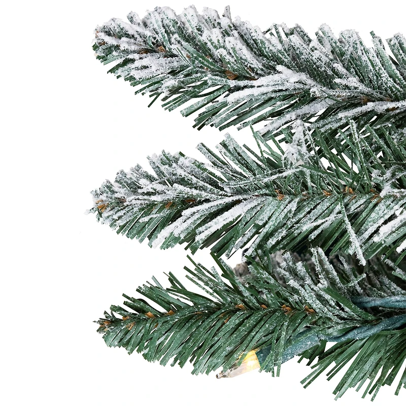 6ft. Pre-Lit Pencil Flocked Alpine Artificial Christmas Tree, Clear Lights