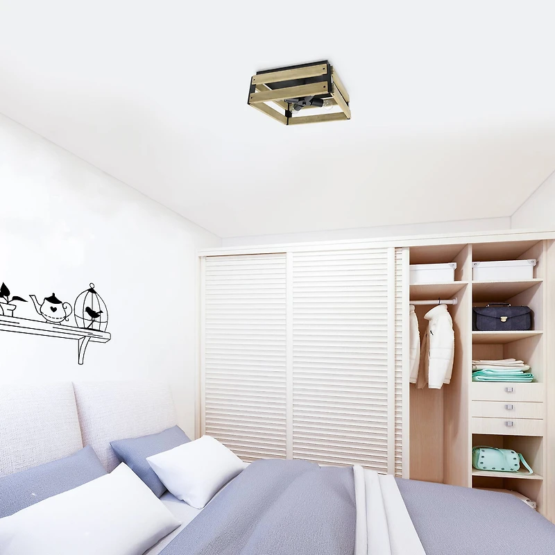 Lalia Home 14" Barnlit 4-Light Decorative Squared Metal Flush Mount