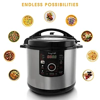 Megachef 12qt. Steel Digital Pressure Cooker With 15 Presets & Glass Lid