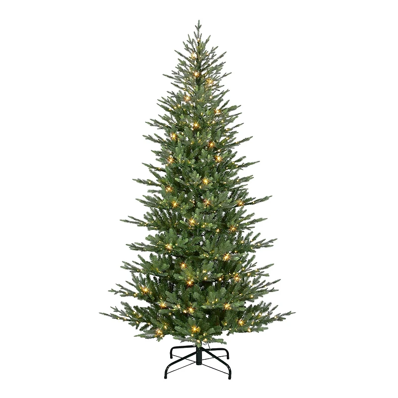 7.5ft. Pre-Lit Slim Alberta Artificial Spruce Tree, Warm White LED Lights