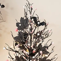 Glitzhome® 20"H Lighted Black and Pink Halloween Berries Table Tree