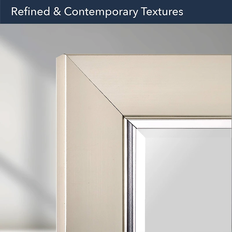 Head West Brushed Nickel With Chrome Inner Lip Beveled 27.5" x 33.5" Framed Accent Vanity Mirror