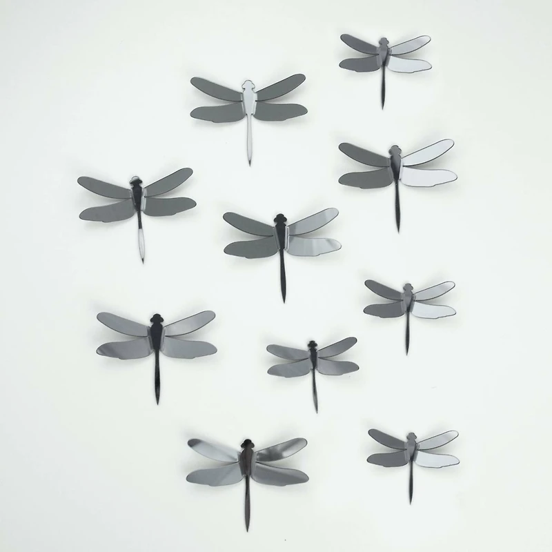 RoomMates 3D Gray Dragonflies Peel & Stick Mirror Decals