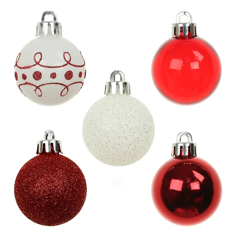 7 Pack 1.5" Red & White Shatterproof Ball Ornaments by Ashland®