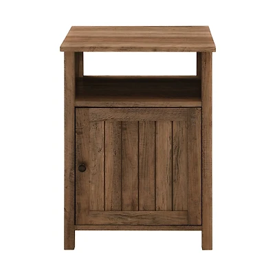 Walker Edison 18" Reclaimed Barn Wood Side Table with Grooved Door