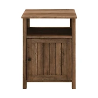 Walker Edison 18" Reclaimed Barn Wood Side Table with Grooved Door