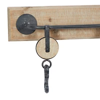 Brown Wood Industrial Wall Hook, 10" x 24" x 4"