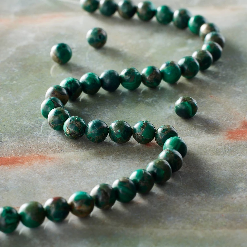 Green Reconstituted Dyed Malachite Round Beads, 5.5mm by Bead Landing™