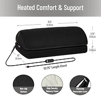 Mind Reader Heated Memory Foam Footrest, Under Desk Ergonomic Support with 4 Heat Settings, Timer & Auto Shut-Off, Adjustable Height, Black