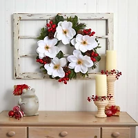 26" Magnolia, Pine & Berries Wreath