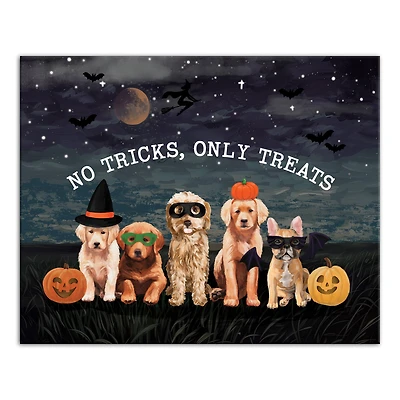 No Tricks Just Treats Pups 20" x 16" Canvas Wall Art