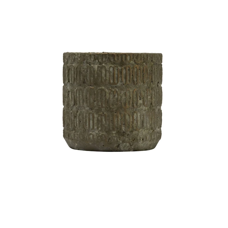 Hello Honey® 7" Distressed Black Debossed Cement Planter