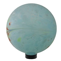 10" Blue Hand Painted Feather Design Glass Garden Gazing Ball