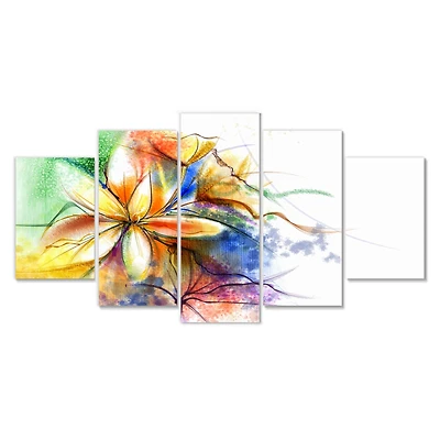 Designart - Abstract Multi color Flower Fusion