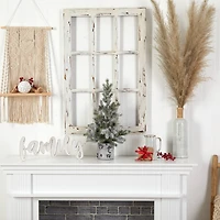 2ft. Pre-Lit Flocked Artificial Christmas Tree in Decorative Birch Bark Planter, LED Lights