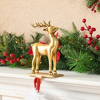 Glitzhome® Gold Standing & Sitting Reindeer Stocking Holder Set