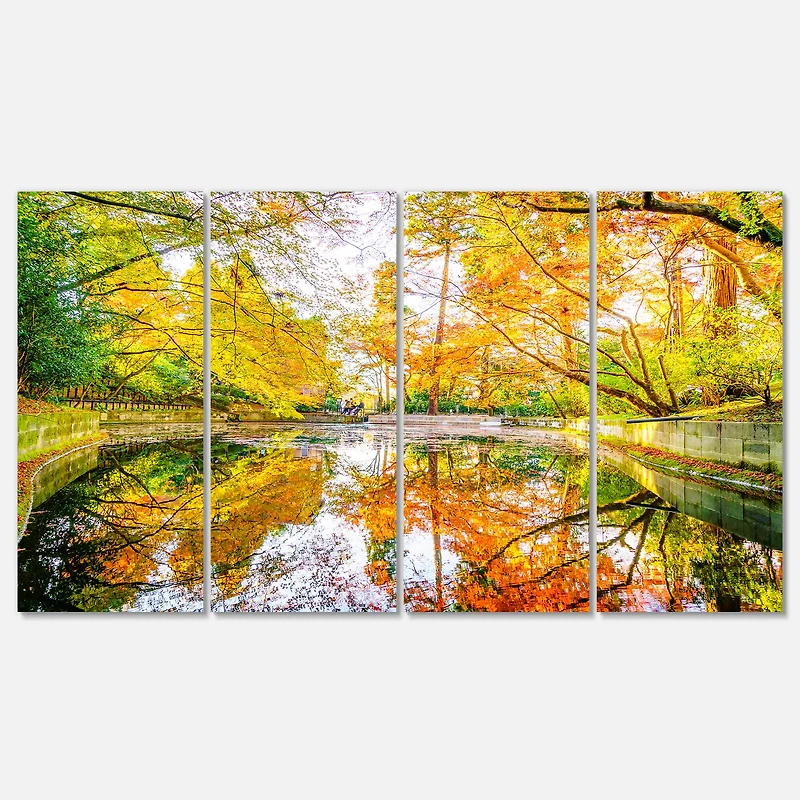 Designart - Bright Fall Forest with River