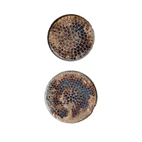 Hello Honey® Burnt Silver & Gold Decorative Metal & Glass Mosaic Tray Set