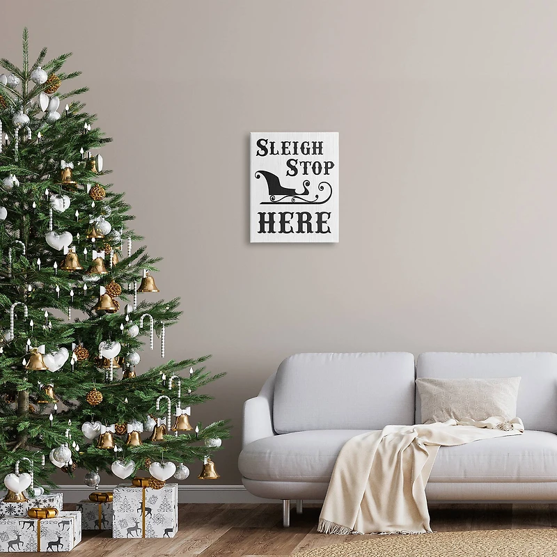 Stupell Industries Sleigh Stop Here Holiday Sled Canvas Wall Art
