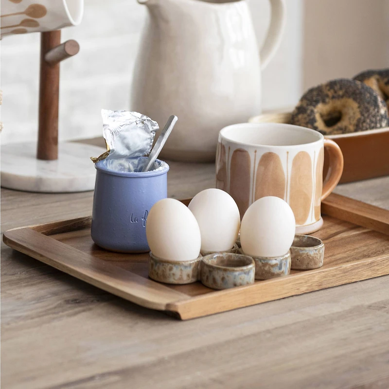 Hello Honey® Brown & Blue Reactive Glaze Stoneware Egg Holder