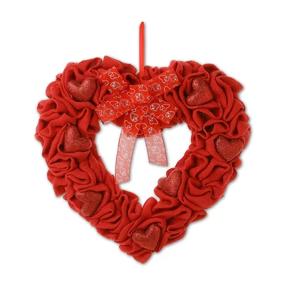 Glitzhome® 19.25" Fabric Valentine's Heart Wreath
