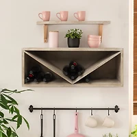 Natural Wooden Wine Bottle Display Shelf