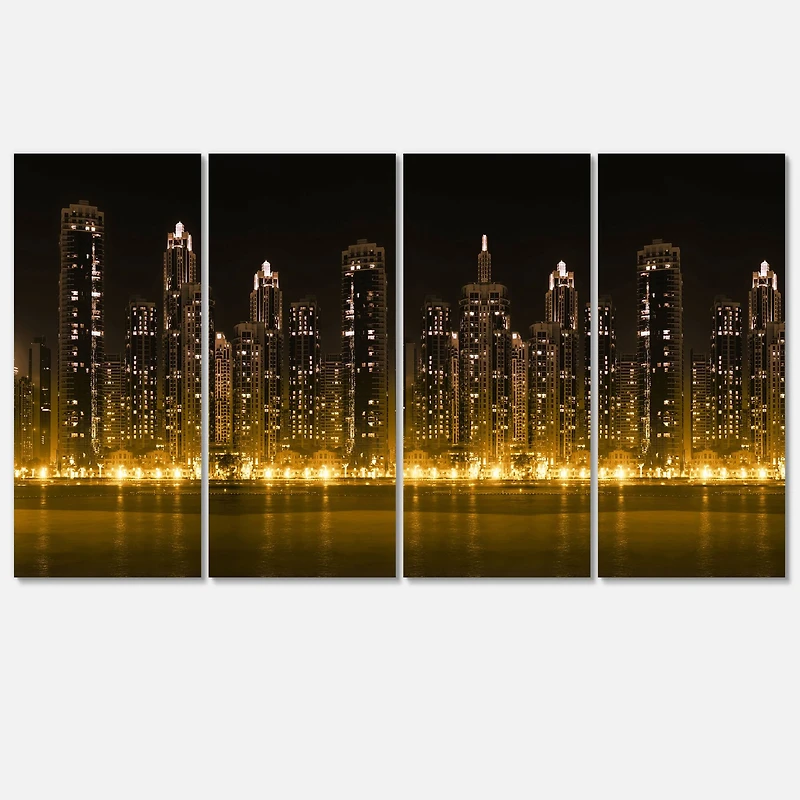 Designart - Modern City with Illuminated Skyscrapers