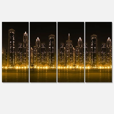 Designart - Modern City with Illuminated Skyscrapers