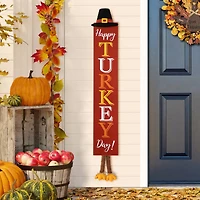 Glitzhome® 58.5" Thanksgiving Wood "HAPPY TURKEY DAY" Porch Sign