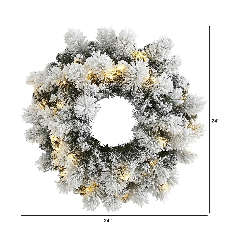24" LED Flocked Christmas Wreath