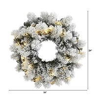 24" LED Flocked Christmas Wreath