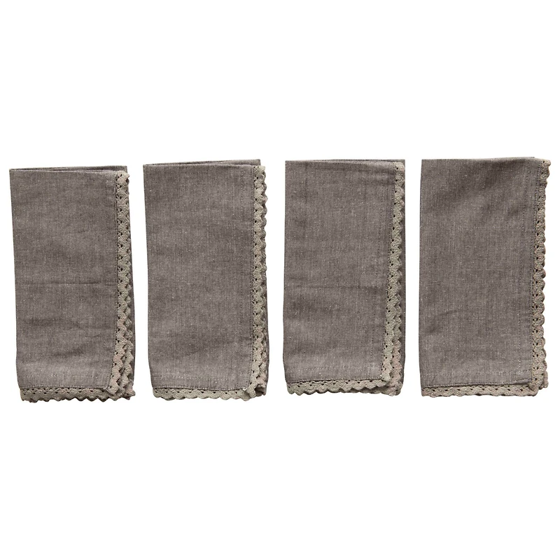 Hello Honey® Gray Square Cotton Lace Napkins, 4ct.