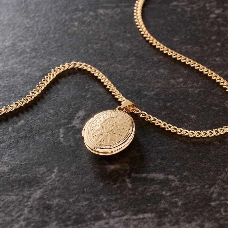 Etched Gold Oval Locket by Bead Landing™