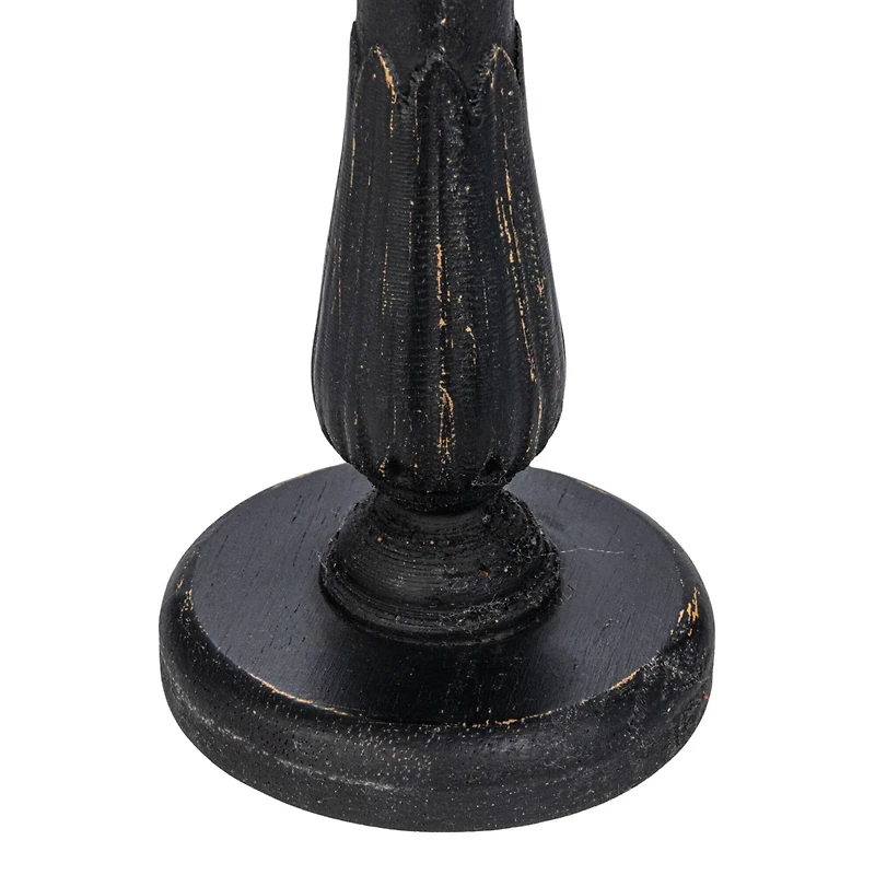 Hello Honey® Round Black Wood Taper Candle Holder Set