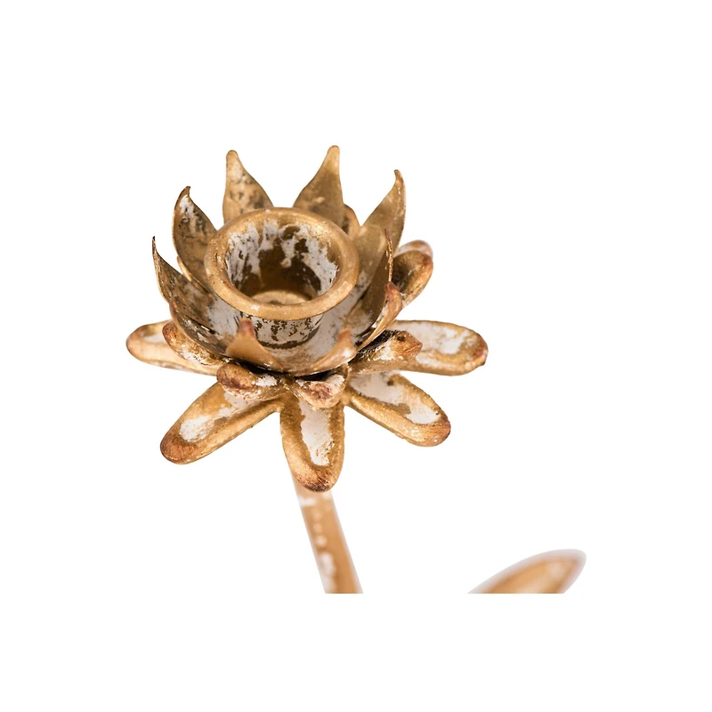 Hello Honey® Gold Metal Flower Shaped Taper Candle Holder Set