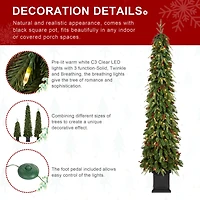 Glitzhome® 7ft Pre-lit Green Artificial Christmas Porch Tree, Warm White Lights