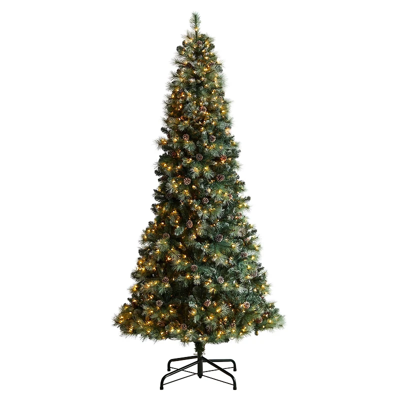 9ft. Pre-Lit Frosted British Columbia Mountain Pine Artificial Christmas Tree, Clear Lights