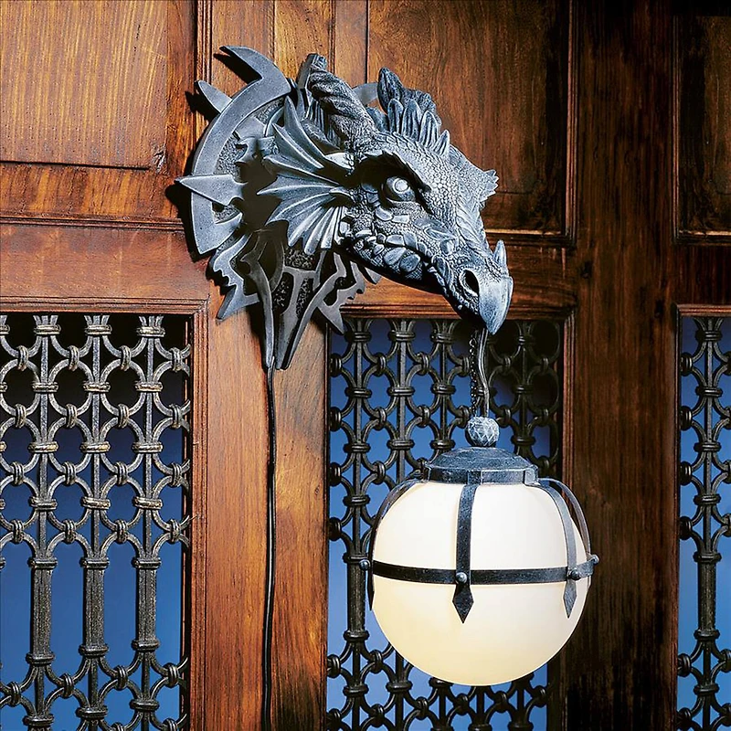 Design Toscano 17" Marshgate Castle Dragon Electric Wall Sconces, 2ct.