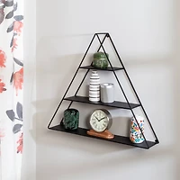Honey Can Do 28" Black Three-Tier Triangle Decorative Metal Wall Shelf