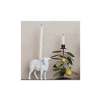 Hello Honey® 6.75" Long White Pastoral Elegance Sheep Taper Candle Holder