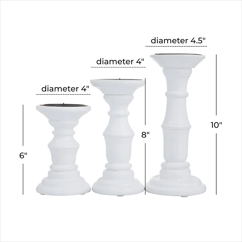 White Wood French Country Candle holder 10",8",6